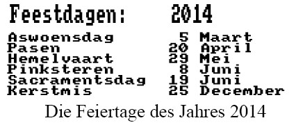 Die Feiertage des Jahres 2014